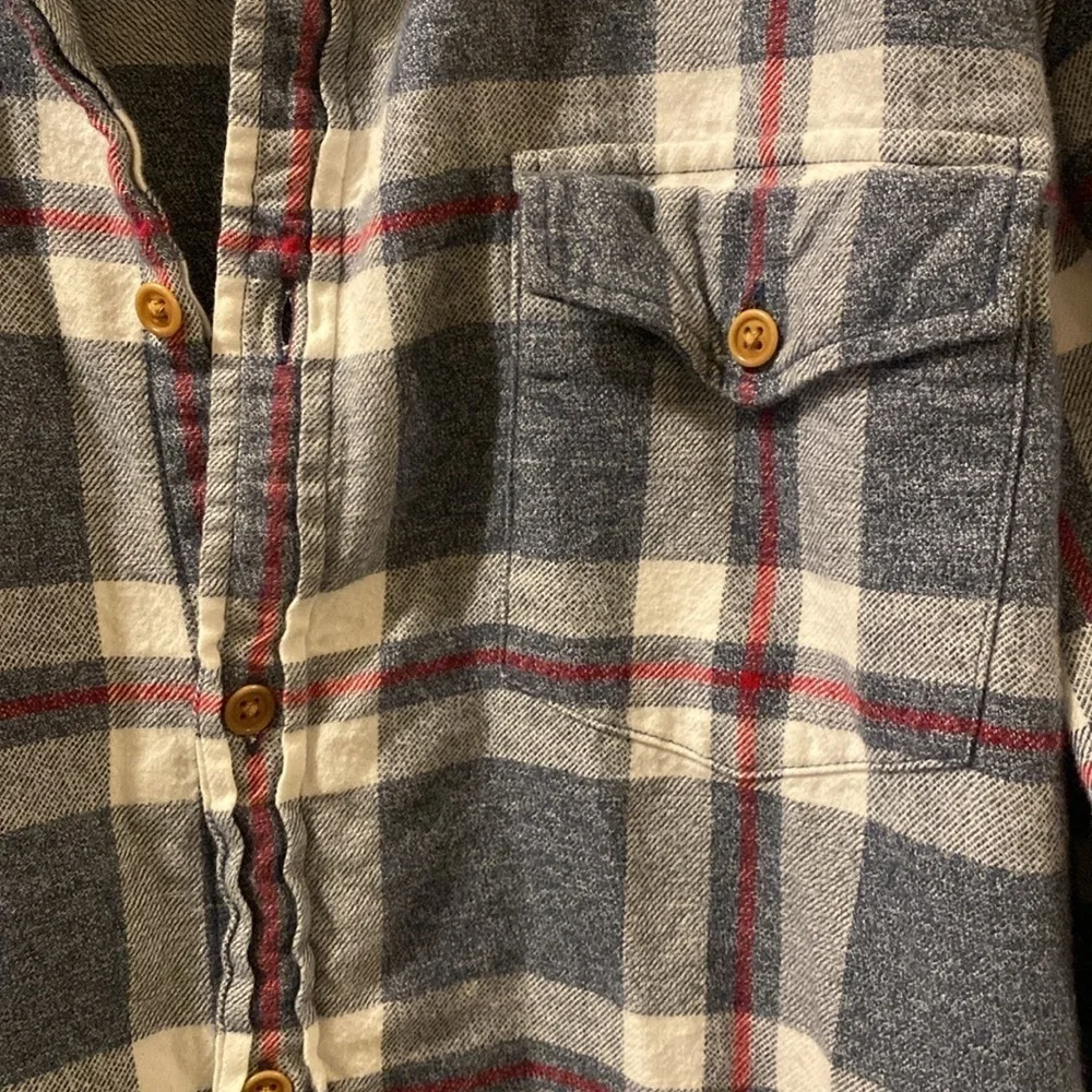 J. Crew mens large plaid flannel button down - blue/red- great condition